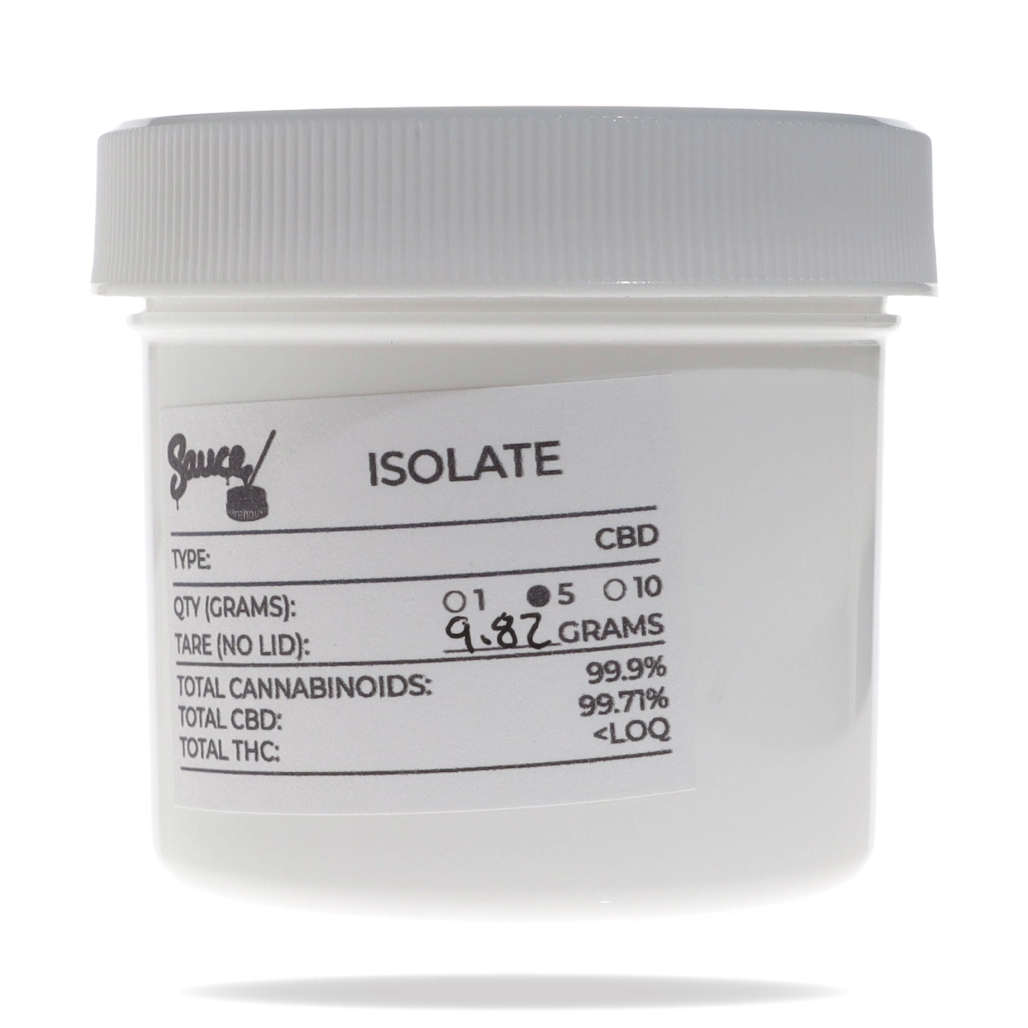 Image of CBD Isolate 5 gram jar.