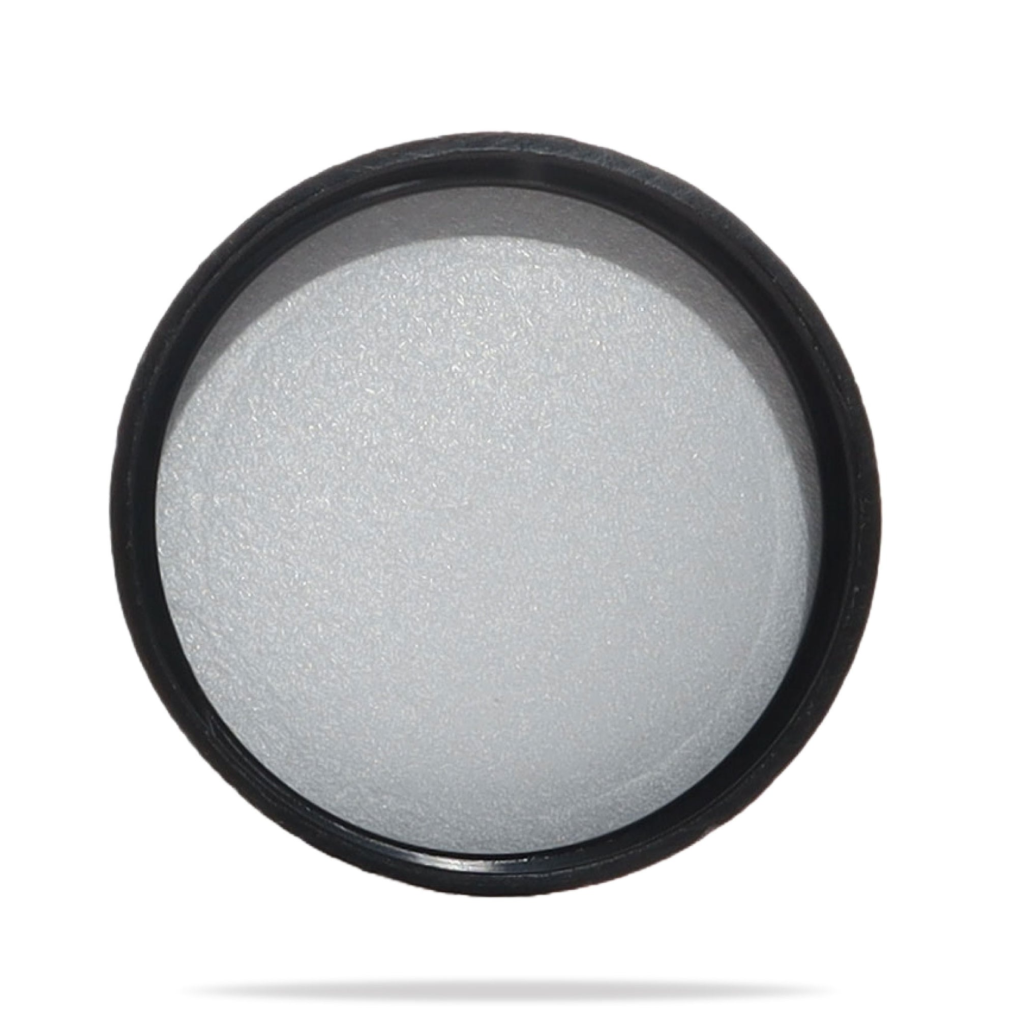 Image of a black plastic lid with pressure sensitive foam liner.