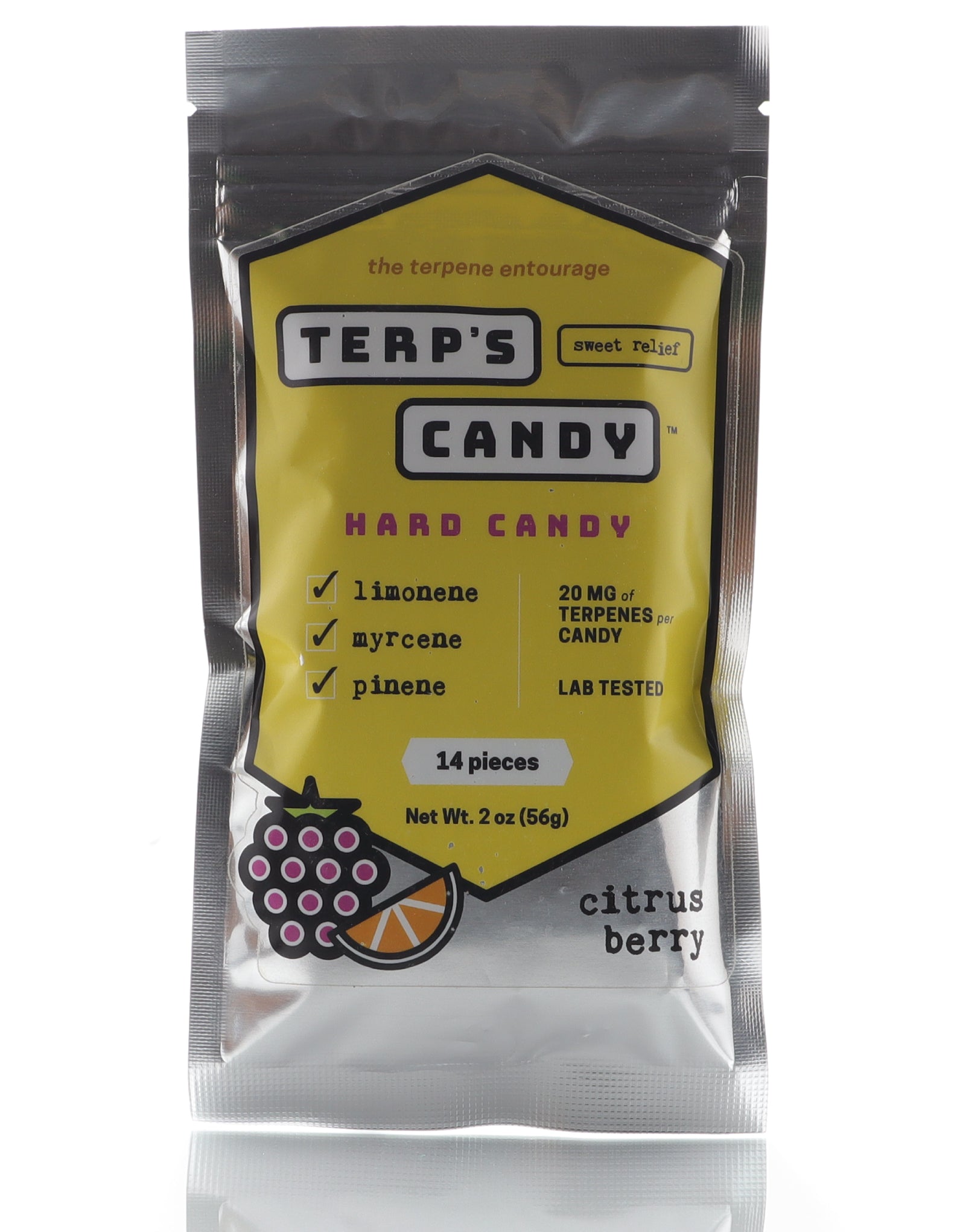 Terp's Candy Terpene Infused Candies. Citrus Berry Flavor, 14pc.