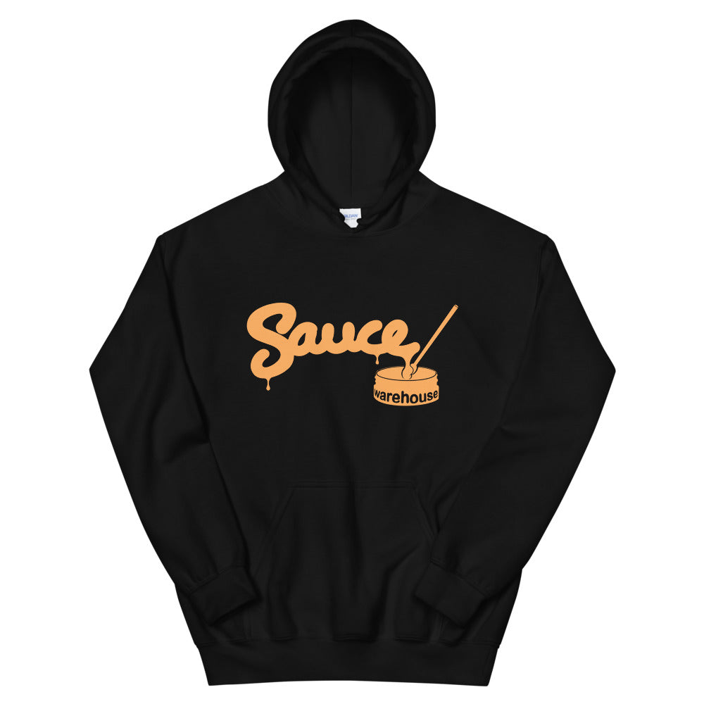Black Sauce Warehouse unisex hoodie. The front of this hoodie features a center pocket and the Sauce Warehouse logo. Shop CBD Concentrates, clothing, and dabbing accessories at Sauce Warehouse.