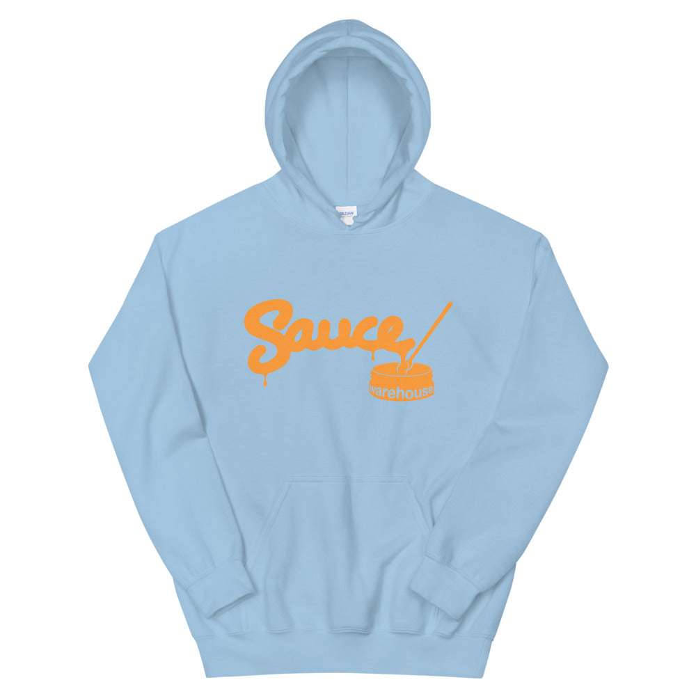 Light Blue Sauce Warehouse unisex hoodie. The front of this hoodie features a center pocket and the Sauce Warehouse logo. Shop CBD Concentrates, clothing, and dabbing accessories at Sauce Warehouse.