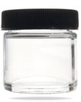 Image of a 1 ounce glass jar with black plastic lid.