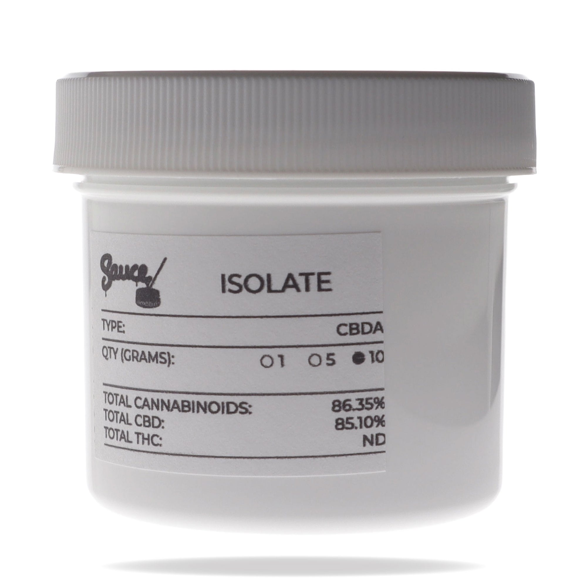 Image of CBDa Isolate 10 gram jar.