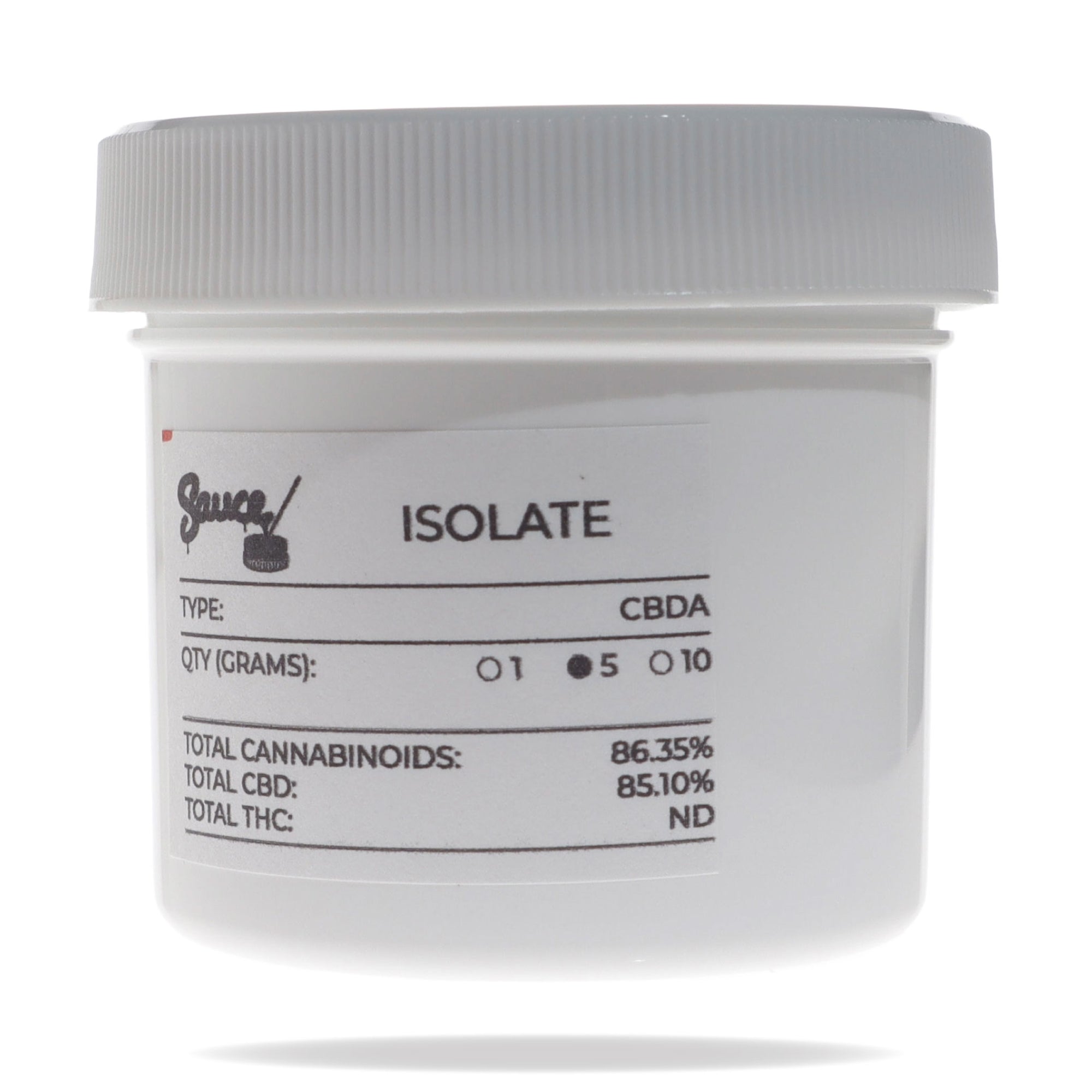 Image of CBDa Isolate 5 gram jar.