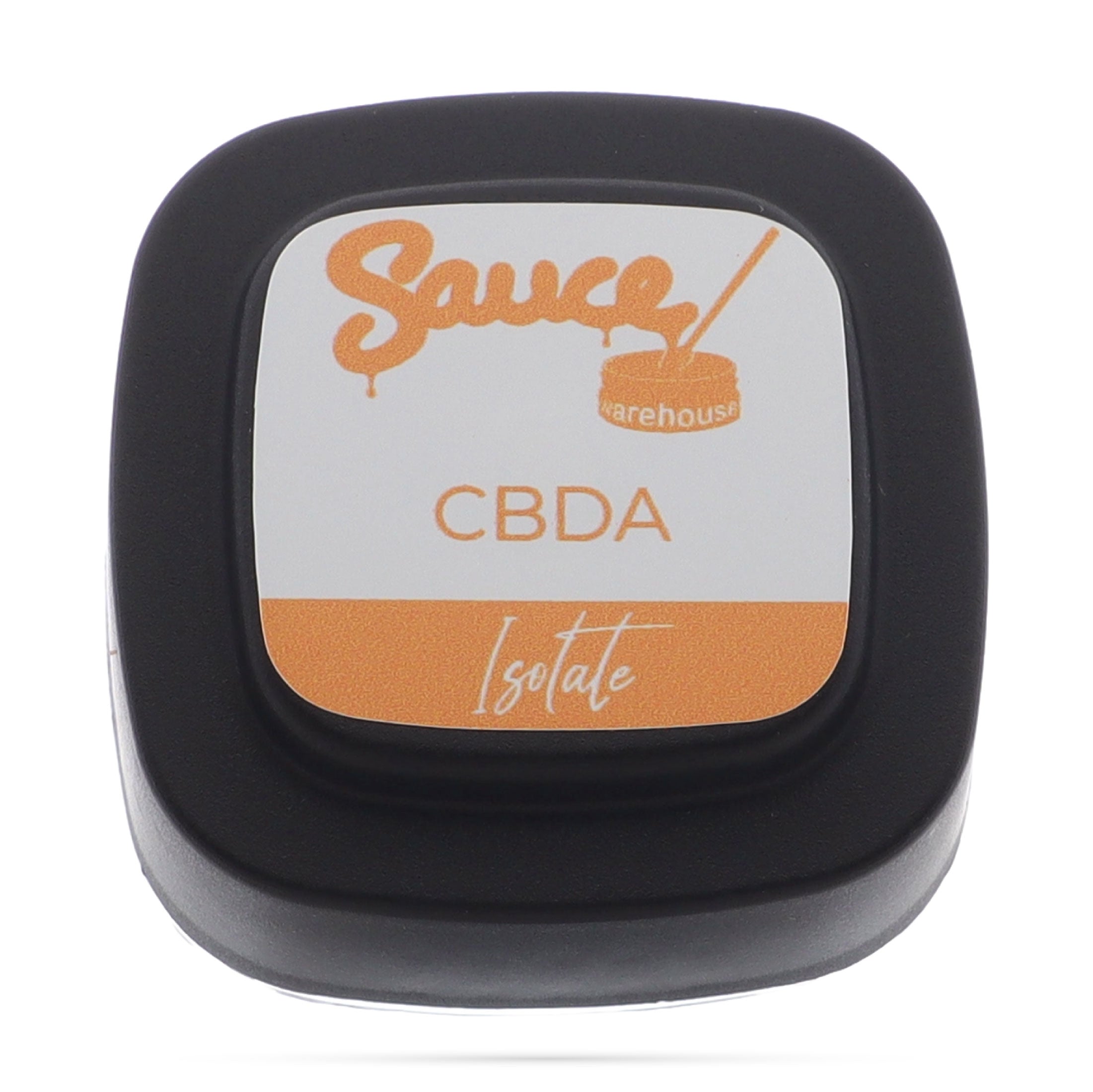 Image of Sauce Warehouse CBDA Isolate lid label.