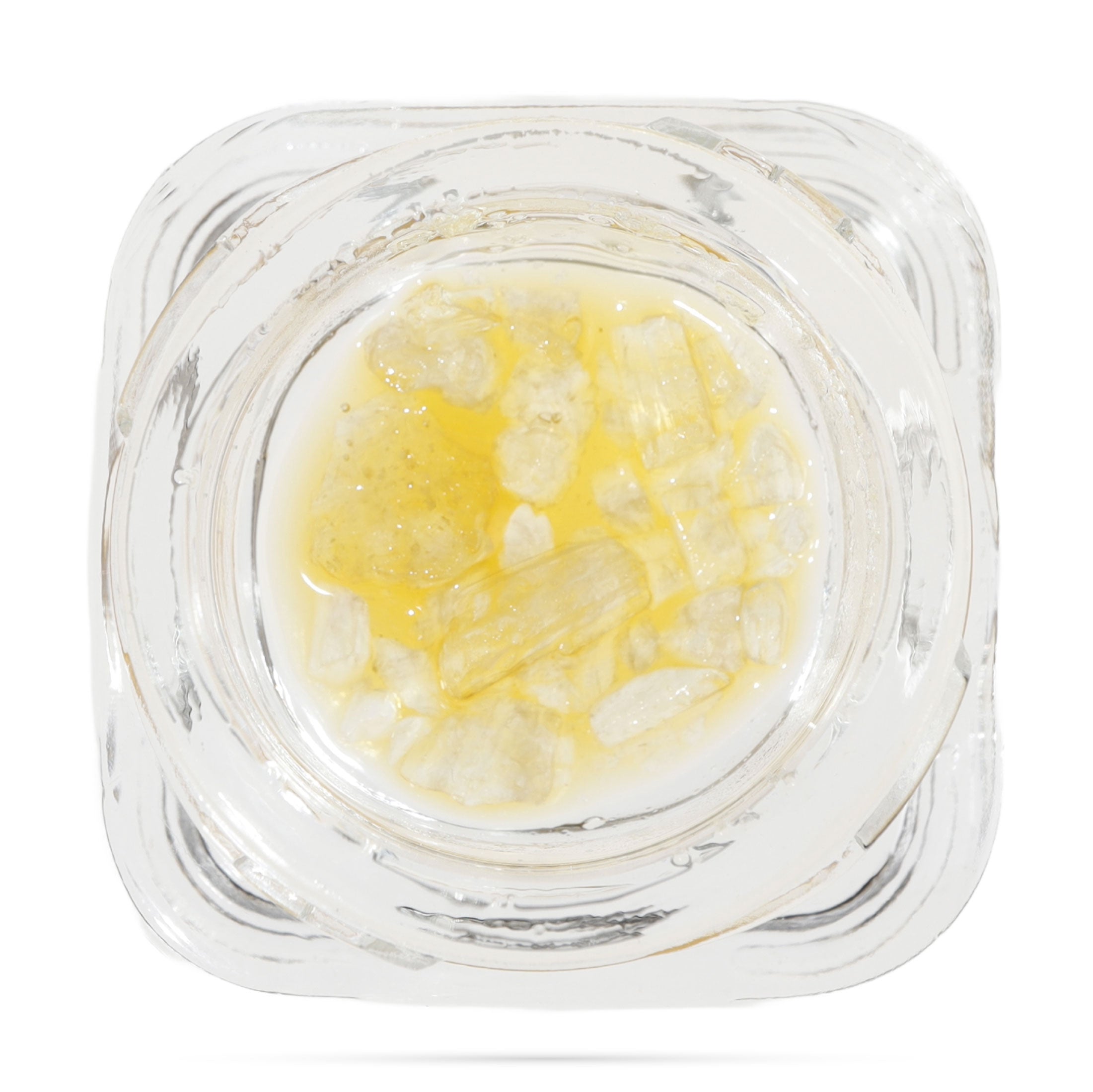 Image of a glass jar containing 1 gram of CBD Sauce and Diamonds.