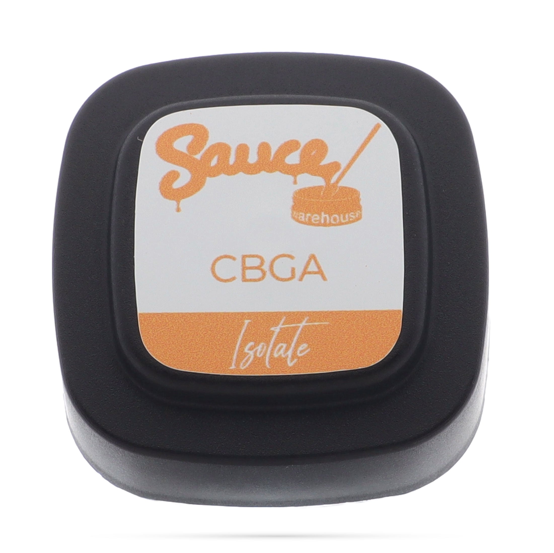 Image of Sauce Warehouse CBGa Isolate lid label.