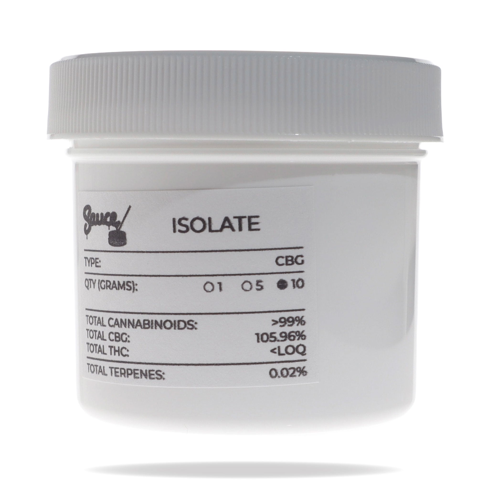 Image of CBG Isolate 10 gram jar.