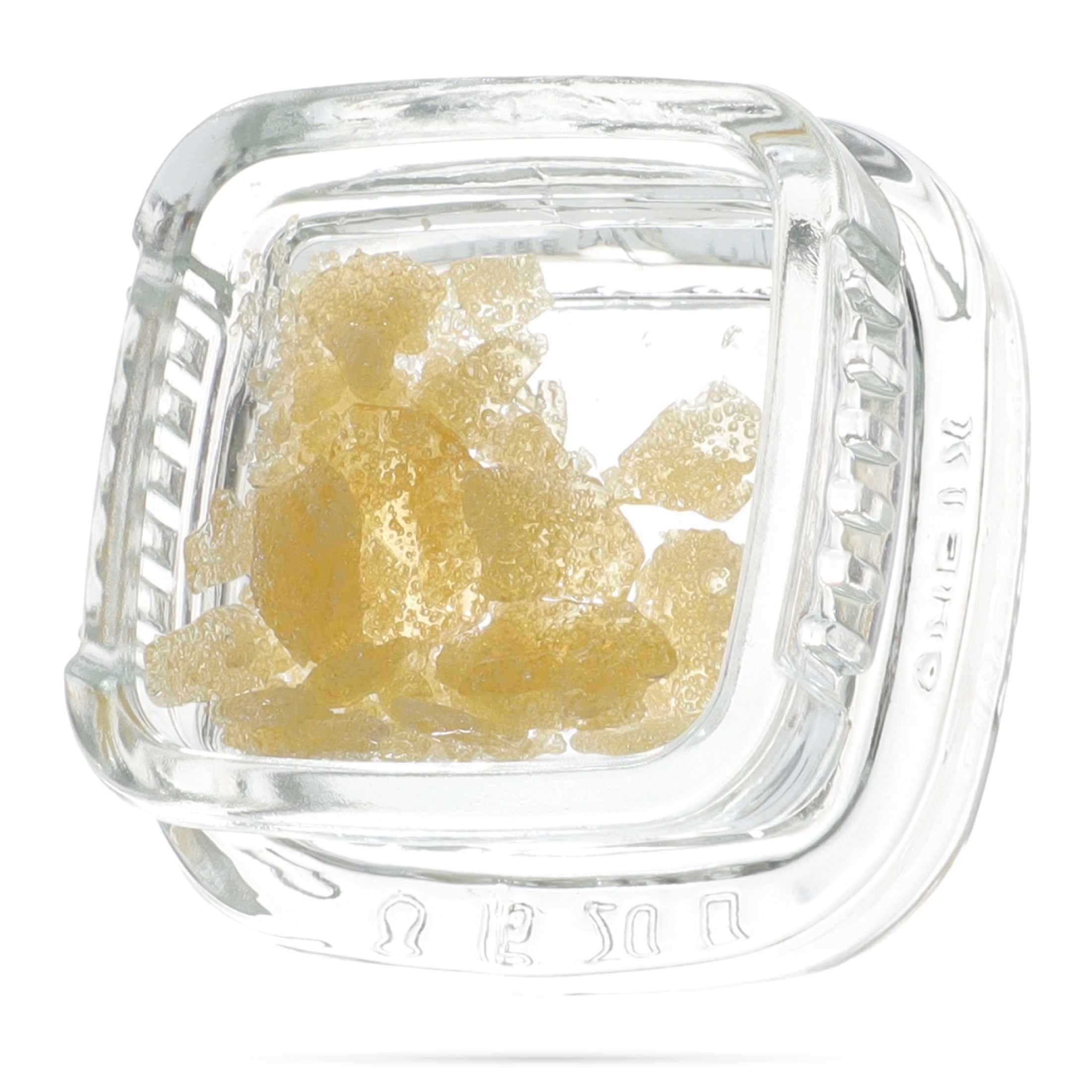 Image of a Calyx jar containing 1 gram of HCFSE CBD Shatter.