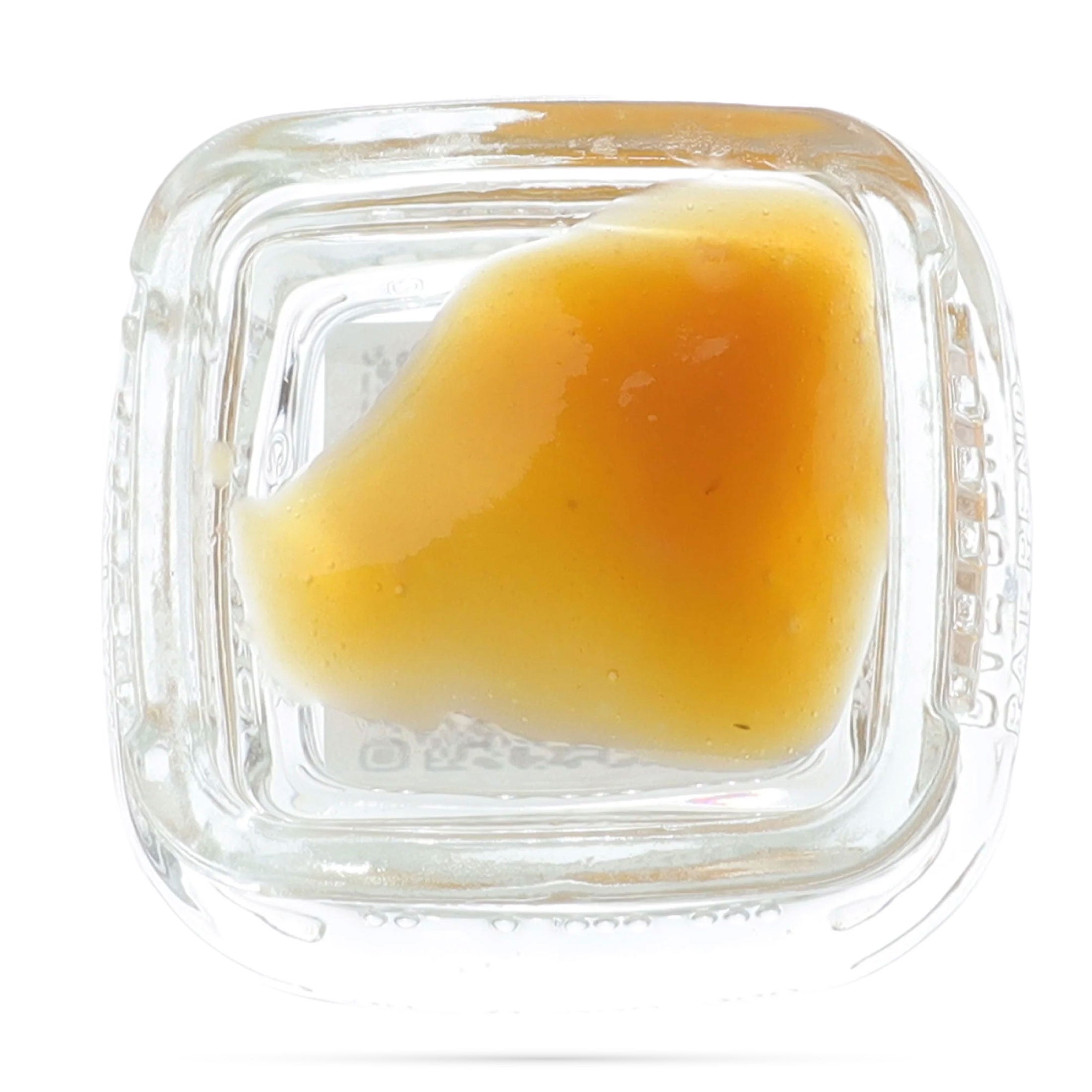 Image of a Calyx jar containing 1 gram of Kush CBD Bubble Hash Rosin.