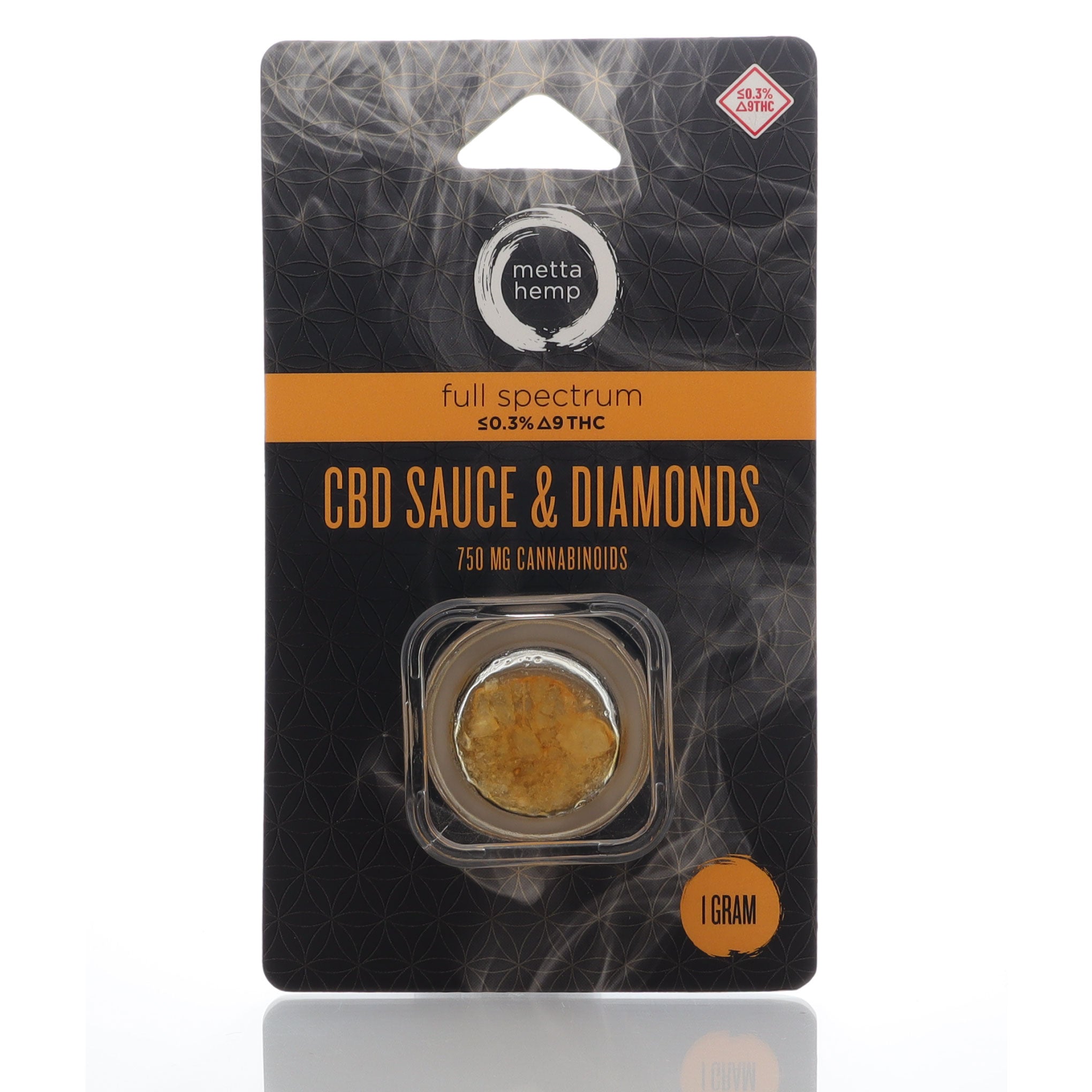 Image of Metta Hemp CBD Sauce and Diamonds package, front.