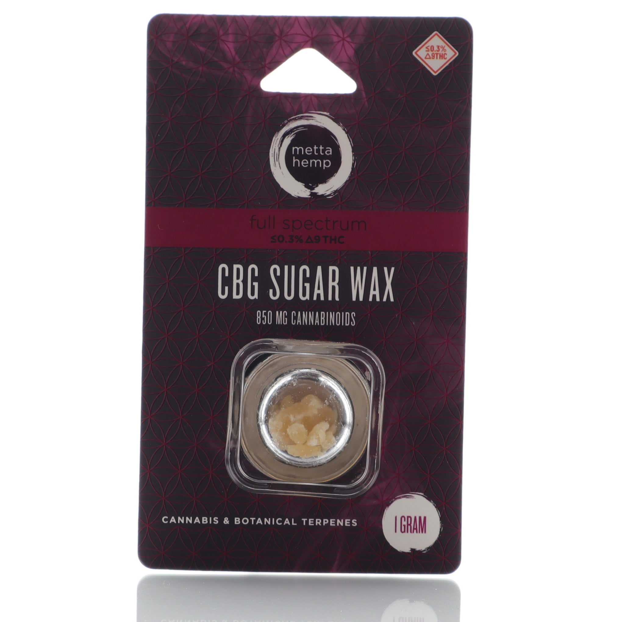 Image of Metta Hemp CBG Sugar Wax package, front.