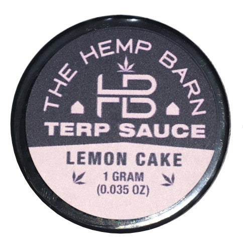 The Hemp Barn CBD Terp Sauce Lemon Cake. Contains a mixture of CBD, CBG &amp; CBDv in a thick, terpy “sauce/sugar” consistency perfect for dabbing. Approximately 80% total cannabinoid content. Shop CBD Terp Sauce at Sauce Warehouse