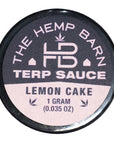 The Hemp Barn CBD Terp Sauce Lemon Cake. Contains a mixture of CBD, CBG & CBDv in a thick, terpy “sauce/sugar” consistency perfect for dabbing. Approximately 80% total cannabinoid content. Shop CBD Terp Sauce at Sauce Warehouse