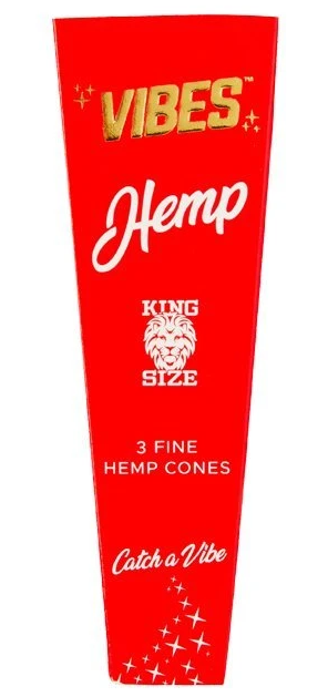 Vibes Rolling Papers King Size Hemp Cones. The Natural Hemp Paper of the King Size Vibes Cones is Thin Enough for Your Material’s Flavor to Flourish and Will Burn Slowly and Evenly to Ensure a Comprehensive Session. Each box contains 3 king size cones. MOST DIVERSE CBD CONCENTRATE COLLECTION ON THE WEB. Glass Rigs, Pipes. Dab, Vape, Smoke Accessories &amp;MORE! - Sauce Warehouse