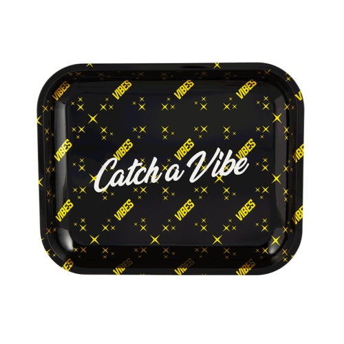 Large Vibes Signature Catch a Vibe Metal Rolling Tray. Shop dabbing and smoking accessories at Sauce Warehouse.