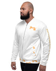 The front of the Sauce Warehouse Baller jacket features a Sauce Warehouse logo on the left chest and patterned logos over the pockets. "Sauce Warehouse" covers the outside of the left sleeve. For the ballers and connoisseurs. Shop bulk CBD Concentrates, clothing, and dabbing accessories at Sauce Warehouse