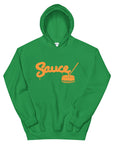 Irish Green Sauce Warehouse unisex hoodie. The front of this hoodie features a center pocket and the Sauce Warehouse logo. Shop CBD Concentrates, clothing, and dabbing accessories at Sauce Warehouse.