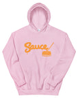 Light Pink Sauce Warehouse unisex hoodie. The front of this hoodie features a center pocket and the Sauce Warehouse logo. Shop CBD Concentrates, clothing, and dabbing accessories at Sauce Warehouse.