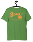 Leaf Sauce Warehouse V2 T-Shirt. The back of this shirt features the Sauce Warehouse logo and URL. Shop CBD concentrates, clothing, and dabbing accessories at Sauce Warehouse.