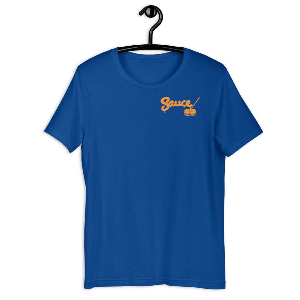 Royal Blue Sauce Warehouse V2 T-Shirt. Featuring a minimalist Sauce Warehouse logo on the left chest. Shop CBD concentrates, clothing, and dabbing accessories at Sauce Warehouse.